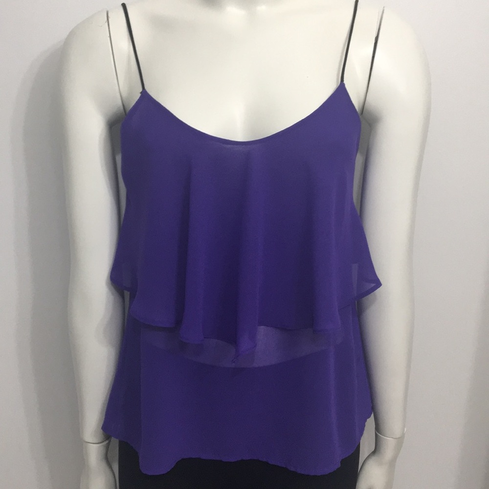 Honey Punch Sheer Layered Purple Tank Top Small